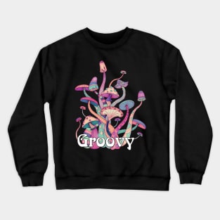 Groovy Retro Mushroom Art Crewneck Sweatshirt